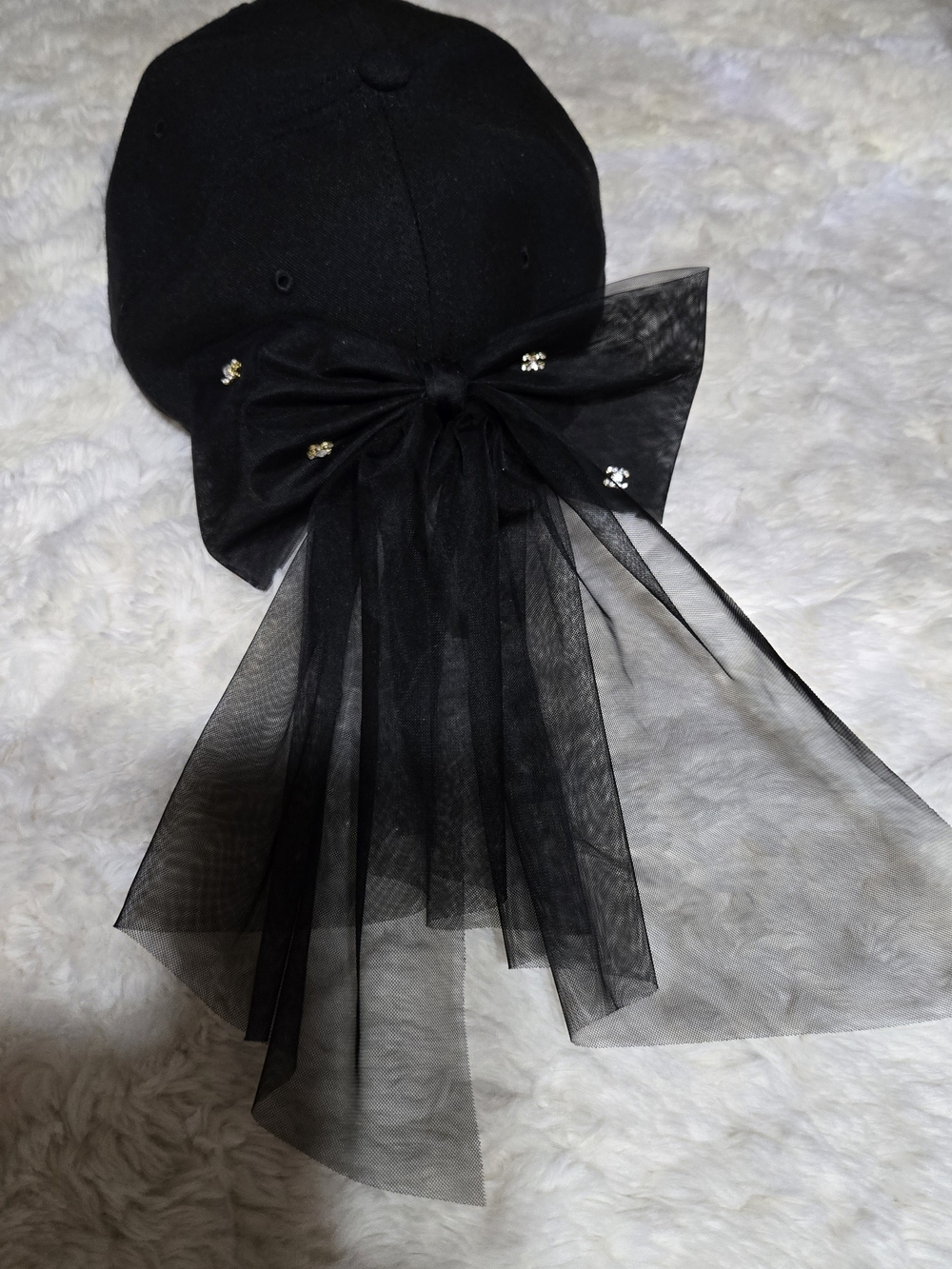 Black Bow Veil Hat